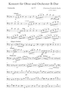 Partition violoncelles, hautbois Concerto, Op.12, Barth, Christian Frederik