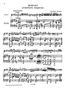 Partition Piano-violon score, Primatialis Magyarja, Bihari, János