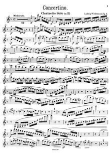 Partition clarinette , partie (B♭), Concertino, Concertino für Clarinette und Piano oder für Clarinette und Orchester