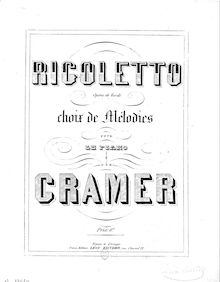 Partition complète, Choix de mélodies sur  Rigoletto , Cramer, Henri