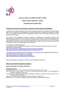 Programme du CAPES externe de langue catalane 2014