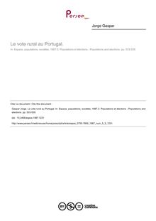 Le vote rural au Portugal. - article ; n°3 ; vol.5, pg 533-539
