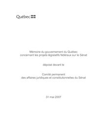 Mémoire du gouvernement du Québec concernant les projets ...