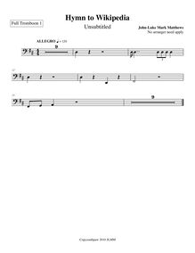 Partition Tromboon 1, Hymn to Wikipedia, D major, Matthews, John-Luke Mark
