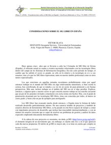 Consideraciones sobre el SIG libre en España. (Considerations on open source GIS in Spain)