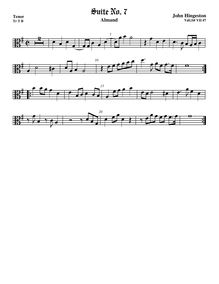 Partition ténor viole de gambe, alto clef, fantaisies et Almands pour 3 violes de gambe par John Hingeston