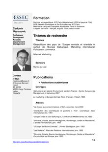 CV en pdf  - Formation Thèmes de recherche Publications