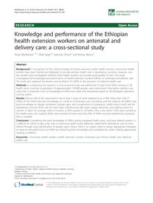 Knowledge and performance of the Ethiopian health extension workers on antenatal and delivery care: a cross-sectional study