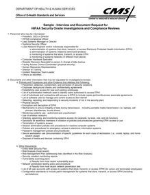 HIPAA Audit Checklist Interviews Questionnaire from DHS