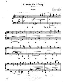 Partition de piano, russe Folk-Song, Schütt, Eduard