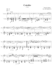 Partition violon et guitare - score, Csárdás, Czardas, Monti, Vittorio