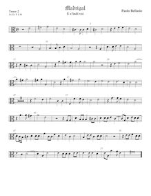 Partition ténor viole de gambe 2, alto clef, madrigaux pour 5 voix par  Paolo Bellasio