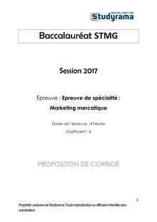 Corrigé Bac STMG 2017 - Spécialité Marketing 