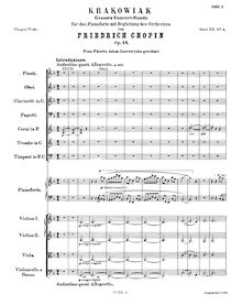 Partition complète, Krakowiak, Rondeau de Concert  Krakowiak ; Rondo à la Krakowiak par Frédéric Chopin