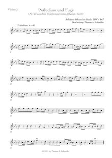 Partition violon 2, Das wohltemperierte Klavier I, The Well-Tempered ClavierPraeludia und Fugen durch alle Tone und Semitonia / Preludes and Fugues through all tones and semitones