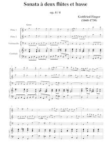Partition Sonata No.4 en C major, sonates à deux flûtes et basse