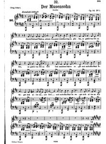 Partition complète, transposition pour low voix, Der Musensohn, D.764 (Op.92 No.1)