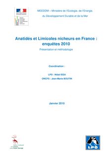 Anatidés et Limicoles nicheurs en France : enquêtes 2010