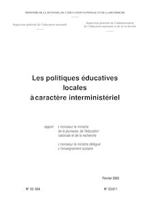 Les politiques éducatives locales à caractère interministériel