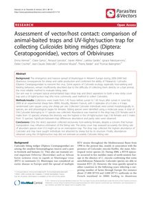 Assessment of vector/host contact: comparison of animal-baited traps and UV-light/suction trap for collecting Culicoidesbiting midges (Diptera: Ceratopogonidae), vectors of Orbiviruses