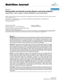 Eating habits and obesity among Lebanese university students