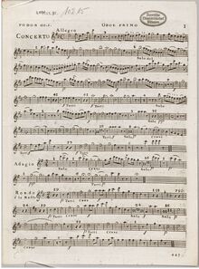 Partition hautbois 1, Concerto pour le clavecin ou pianoforte avec accompagnement de plusieurs instruments