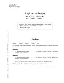 Générique / spécifique, Registres de langue neutre et soutenu