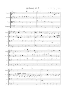 Partition Fifth violoncelle Sarabande en pour ténor , partie, Four-, partie études