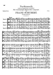 Partition Vocal score, Nachtmusik, D.848 (Op.156), Night Music, Schubert, Franz
