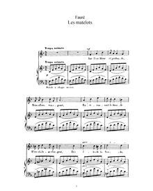 Partition , Les matelots (F major), 2 chansons, Deux mélodies, Fauré, Gabriel