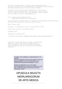Opuscula Selecta Neerlandicorum - Nederlandsch Tijdschrift voor Geneeskunde