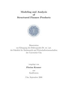 Modeling and analysis of structured finance products [Elektronische Ressource] / vorgelegt von Florian Kramer