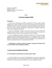 Prépa Sciences Po – Histoire – Cours – La France depuis 1945
