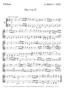 Partition complète, violon Duo No.1, Müller, Georg Gottfried par Georg Gottfried Müller