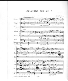 Partition complète, violoncelle Concerto en B♭ major G.482, Boccherini, Luigi