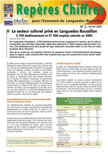 Le secteur culturel privé en Languedoc-Roussillon : 2 700 établissements et 27 500 emplois salariés en 2005 