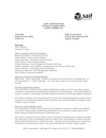 SAIF Corporation, Board of Directors Audit Committee Minutes for  January 28, 2008
