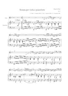 Partition , Allegro, viole de gambe Sonata, G minor, De Wael, Johan