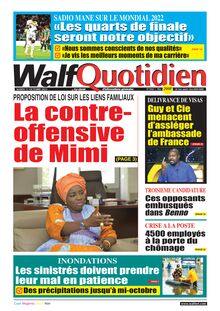 Walf Quotidien n°9161 - du mardi 11 octobre 2022