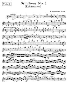 Partition violons I, Symphony No.5 en D minor, Reformations-Sinfonie