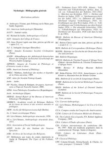 Mythologie : Bibliographie générale Abréviations utilisées A ...