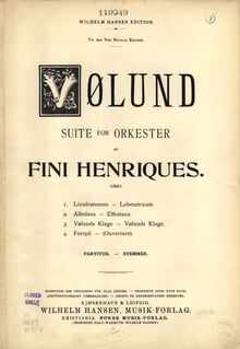 Partition couverture couleur, Vølund, Vølund, suite for orchestra.