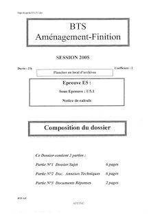 Notice de calculs 2005 BTS Aménagement - finition