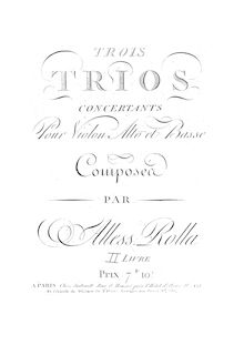 Partition parties complètes, 3 Concertant corde Trios, Rolla, Alessandro