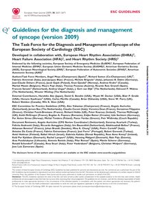 Guidelines on Diagnosis and Management of Syncope