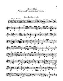 Partition cor 1/2, 3/4 (en F), Pomp et Circumstance, Op.39, Elgar, Edward