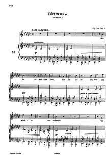Partition No.5: Schwermut, 8 chansons et chansons, Op.58, 8 Lieder und Gesänge