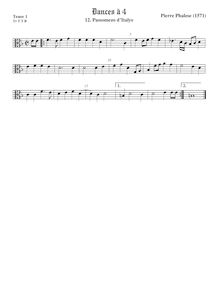 Partition ténor viole de gambe 1, alto clef, 9 Dances à 4, Phalèse, Pierre par Pierre Phalèse