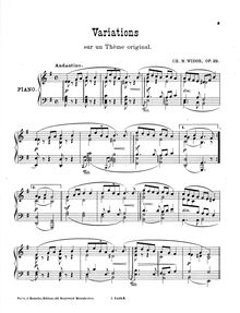 Partition complète, Variations sur un thème original, Widor, Charles-Marie