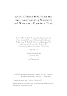 Exact Riemann solution for the Euler equations with nonconvex and nonsmooth equation of state [Elektronische Ressource] / Alexander Voss
